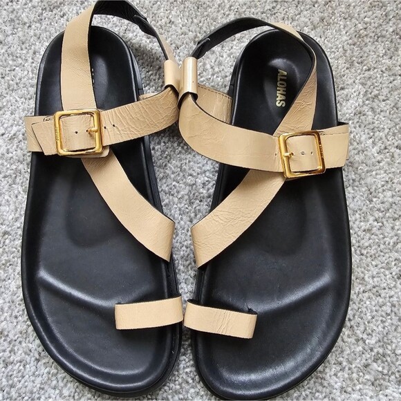 Alohas Siren Onix Stone Beige Leather Sandals - Picture 4 of 6